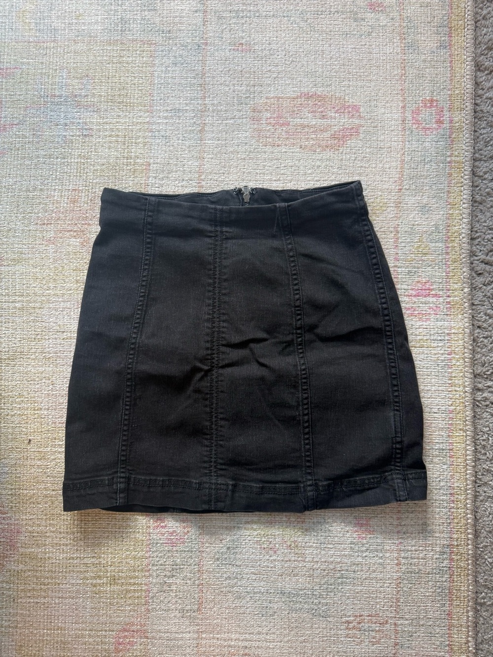 Free People Black Denim Panel Mini Skirt